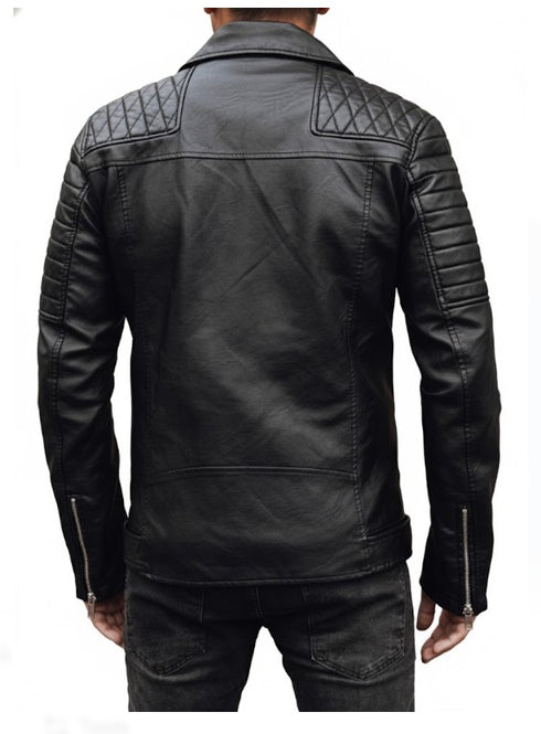 Vortexar Herren Leder-Bikerjacke – echtes Lammleder rockiger Stil