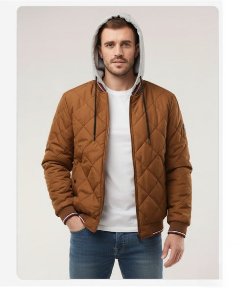 Dravorn Herren Steppjacke – Quillt mit Kapuze abnehmbar leicht gefüttert