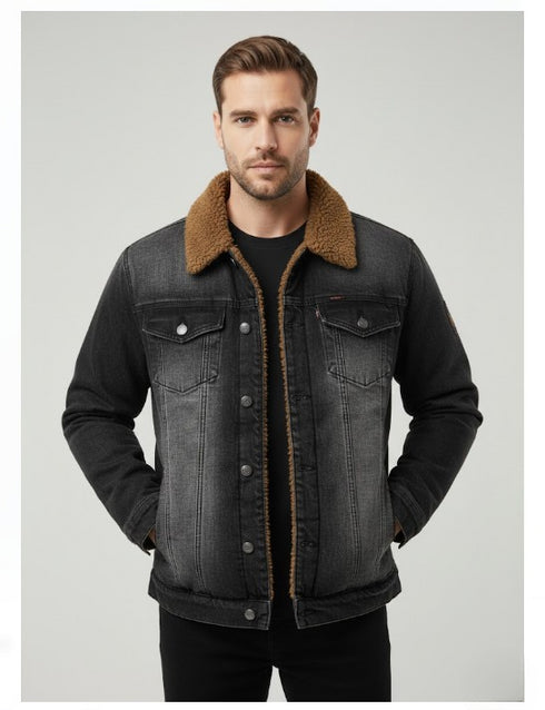 Helvorn Herren Winterjacke – Lamm Fleecekragen Slim Fit