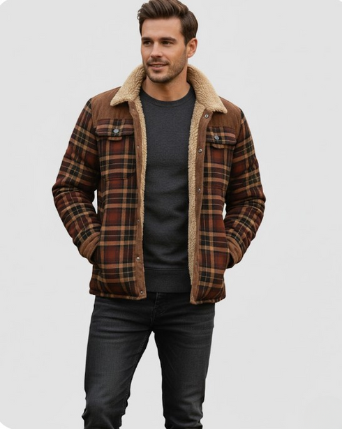 Magnus Herren Winterjacke warm winddicht kariert | Shiraki