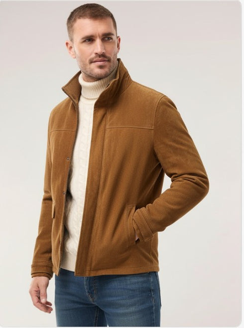 Helvorn Herren Suede Winterjacke – abnehmbarer Kragen warm