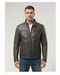 Rhegor Herren Lammlederjacke mit Kapuze – grau warm & stilvoll