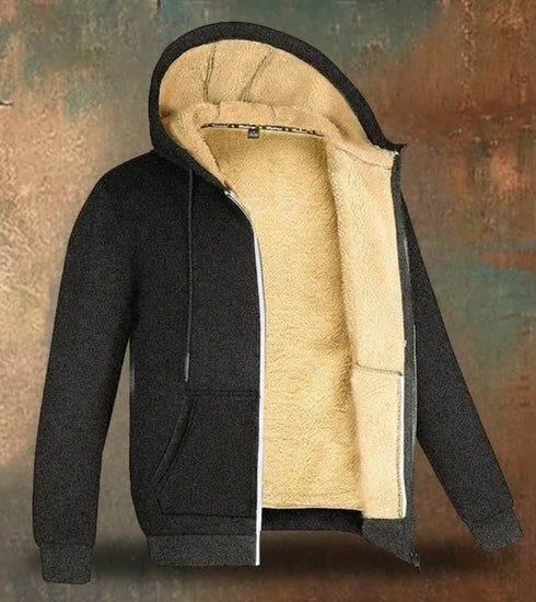 Harkon Herren Winter Lammwolle Jacke mit Kapuze