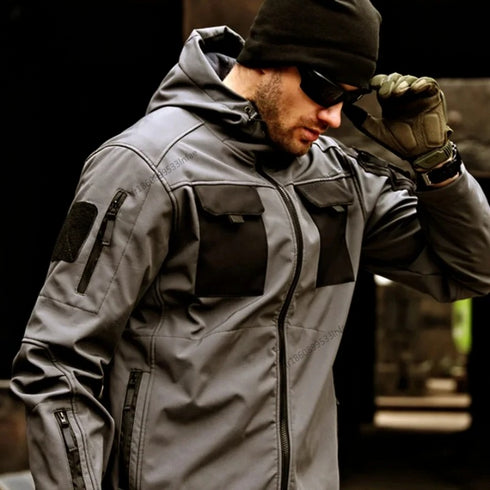Ragnar Herren Taktische Softshell-Jacke mit Kapuze