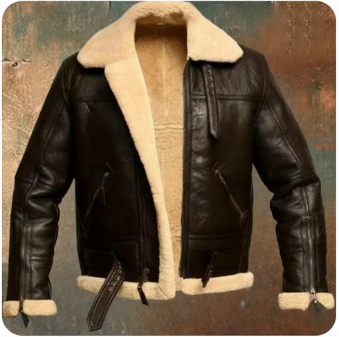 Vortex Herren PU-Lederjacke mit Fellkragen