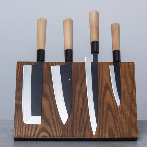 Japanisches Messer Set 4-teilig | Profi-Küchenmesser aus Edelstahl mit Holzgriff