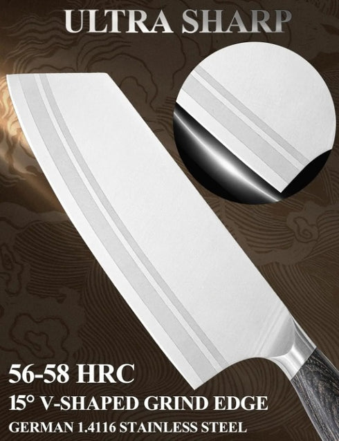 Küchenmesser Set 7-teilig Edelstahl – Profi Chef Messerset mit Holzgriff