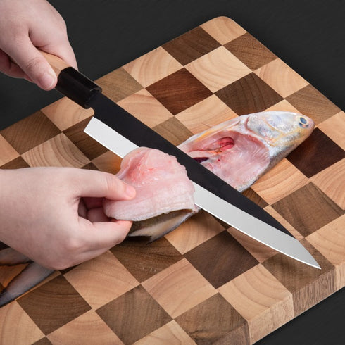 Japanisches Messer Set 4-teilig | Profi-Küchenmesser aus Edelstahl mit Holzgriff