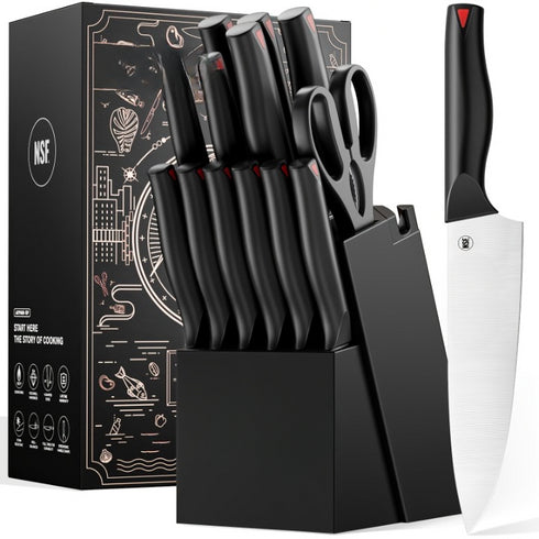 Seisen 15-teiliges Hochcarbon Küchenmesser-Set mit Messerblock | Shiraki