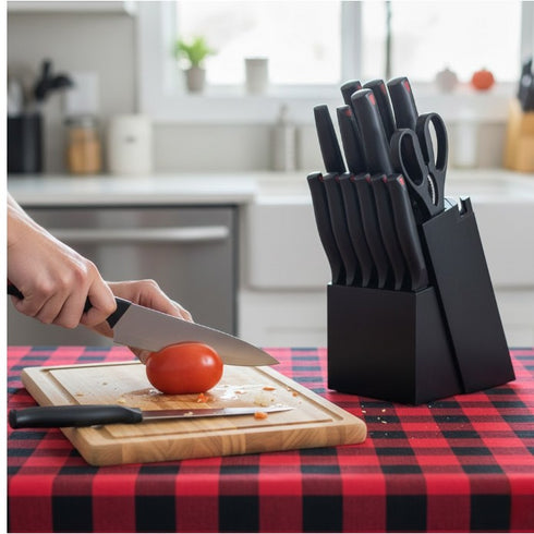 Seisen 15-teiliges Hochcarbon Küchenmesser-Set mit Messerblock | Shiraki