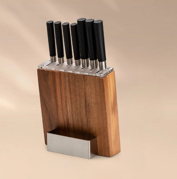 Renji 8-teiliges Küchenmesser-Set mit Akazienholzblock | Shiraki