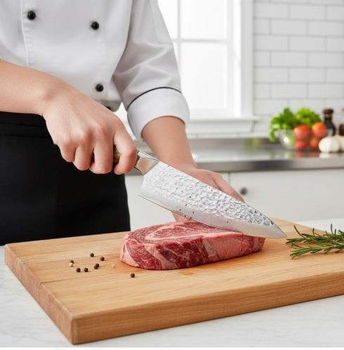 Shigure 20 cm Damast-Kochmesser mit VG10-Kern | Shiraki