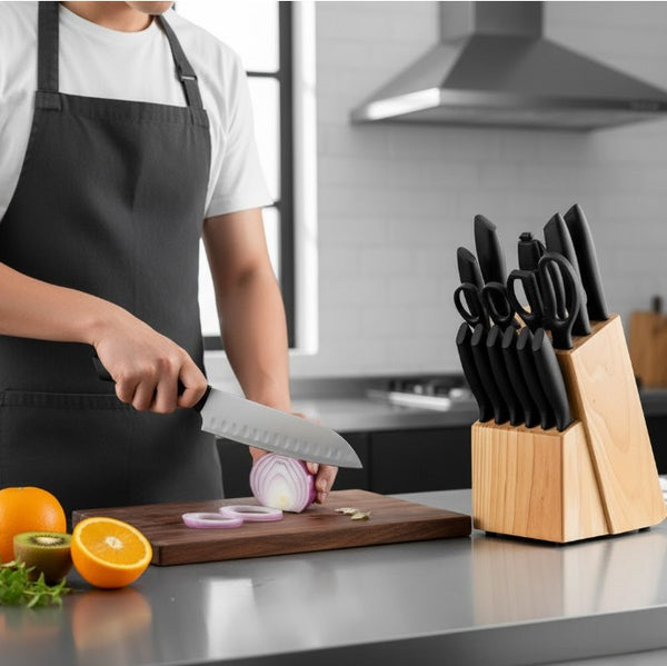 Daiki 15‑teiliges Edelstahl Küchenmesser‑Set mit Messerblock | Shiraki