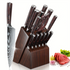 Hattori 15‑teiliges Küchenmesser‑Set | Pakkawood‑Griffe & Messerblock | Shiraki