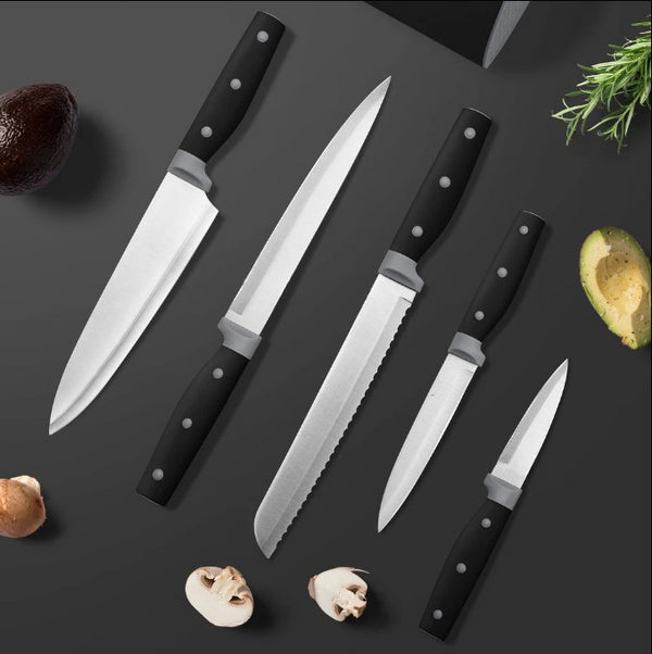 Souta 6-teiliges Küchenmesser-Blockset mit Dreifach-Nietgriff | Shiraki