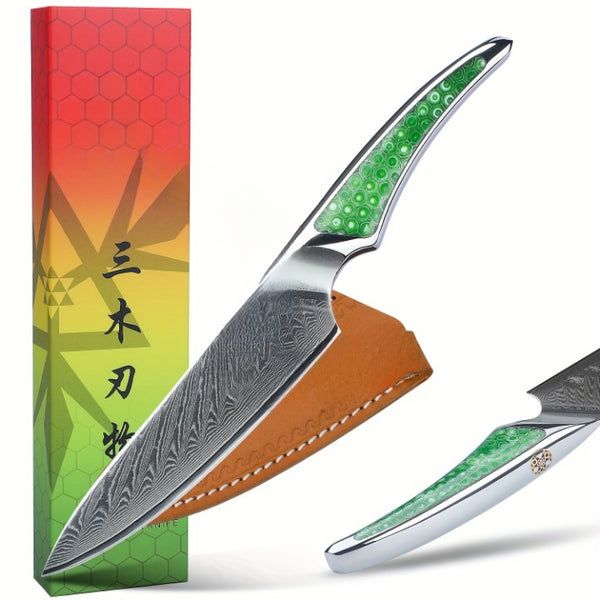 5-Zoll Damastmesser | Japanisches Küchenmesser mit Harzgriff Vollerl | für Obst & Gemüse