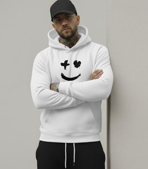 Voltrix Unisex Hoodies – Winter Oversize Hoodie weiß mit Print Streetwear