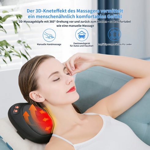 Nackenmassagegerät Shiatsu | Elektrisch 3 Geschwindigkeiten, Tiefenknetmassage
