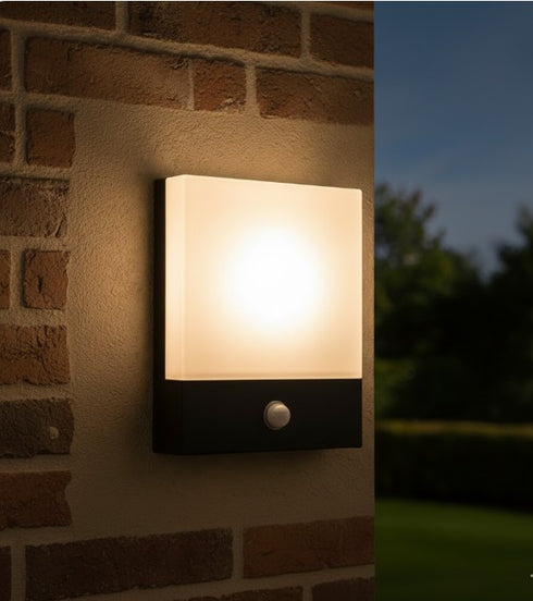 Lovisa LED Außenwandleuchte 12W mit Bewegungsmelder Schwarz | Shiraki