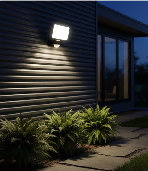Nela LED Außenleuchte Fluter 30W mit Bewegungsmelder IP65 | Shiraki