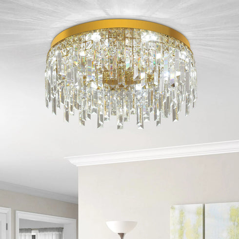 Anneliese LED Deckenleuchte Goldene Kristall | Shiraki