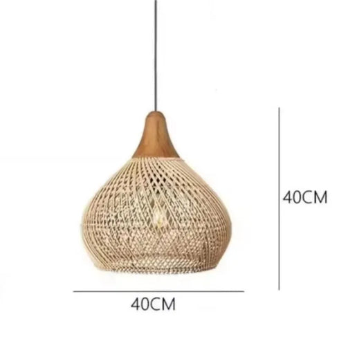Vela – Japanische Rattan Pendelleuchte im Vintage Bauernhausstil | Shiraki