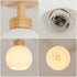 Loke Runde LED Deckenleuchte E27 Holz-Glas | Shiraki