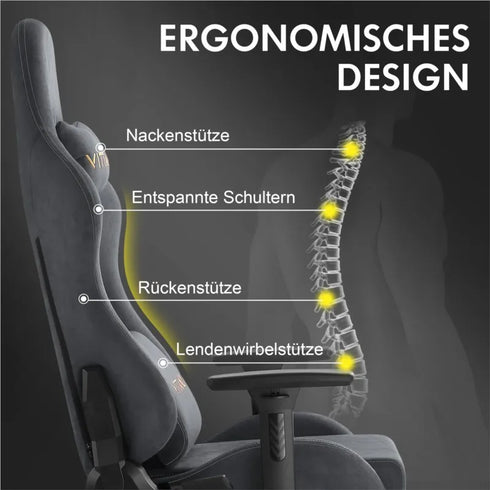 Alessio Drehbarer Gaming-Stuhl – Ergonomische hohe Rückenlehne mit Fußstütze