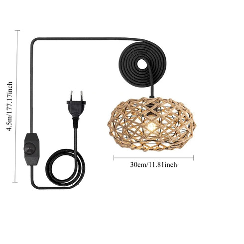 Alessia Pendelleuchte Rattan E27 Dimmbare Plug-in | Shiraki