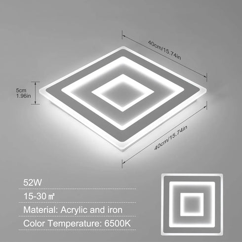 Liv Moderne LED Deckenleuchte quadratisch Acryl | Shiraki
