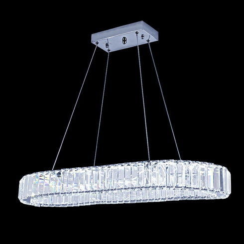 Serena LED Oval Pendelleuchte | Moderne Kristall-Deckenlampe für Küche & Esszimmer