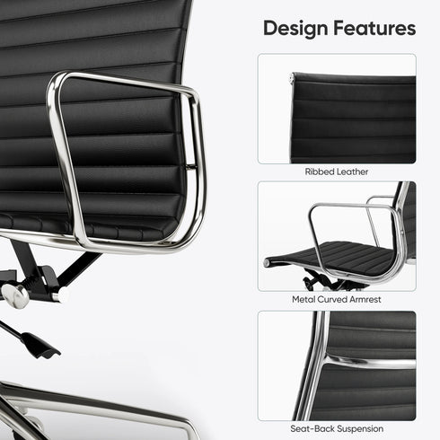 Gabriele | Echtleder-Drehstuhl mit ergonomischer Rückenform