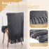 Elin weiche Flanell-Fleecedecke mit Fransen Grau 127×152 cm | Shiraki