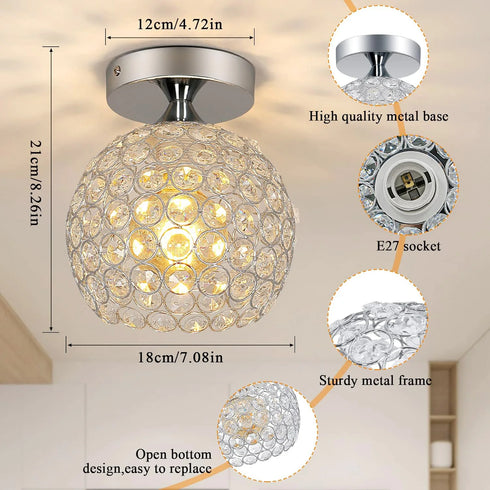 Britta Mini LED Deckenleuchte Kristall Silber | Shiraki