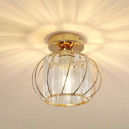 Freja Kristall LED Deckenleuchte E27 Metall Gold | Shiraki