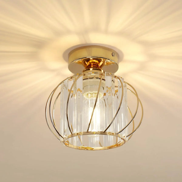 Freja Kristall LED Deckenleuchte E27 Metall Gold | Shiraki