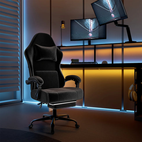 Valerio Ergonomischer Gaming-Stuhl mit Massage Lendenstütze & Fußstütze