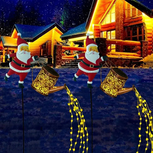 Solar Schneemann Santa-Gießkanne – LED Weihnachtsgartenlicht für Außen