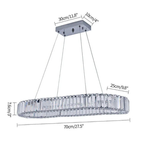 Serena LED Oval Pendelleuchte | Moderne Kristall-Deckenlampe für Küche & Esszimmer