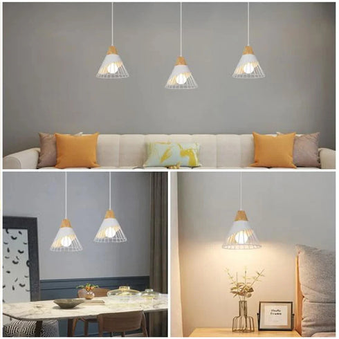 Signe Retro LED Pendelleuchte E27 Weiß Aluminium | Shiraki