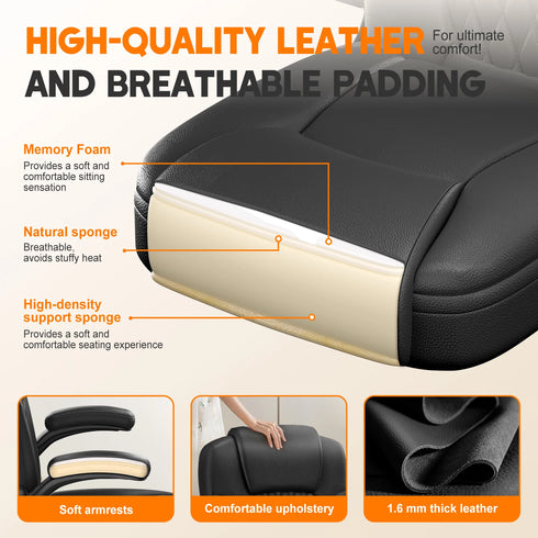 Rocco Ergonomischer Bürostuhl – Premium Leder & Memory Foam