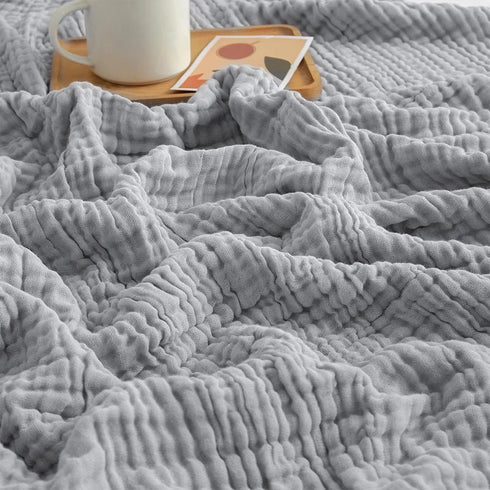 Avery Musselin Babydecke 150×200 cm Hellgrau | Shiraki