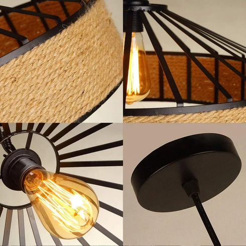 Linnea Vintage Wandleuchte Rattan & Holz E27 | Shiraki