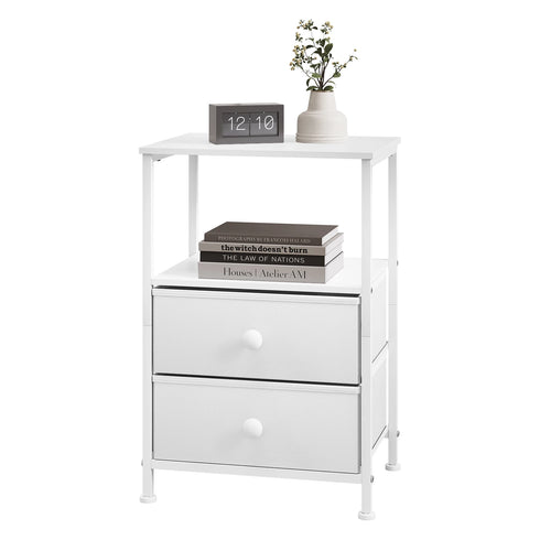 Aiko Nachttisch aus Vliesstoff mit 2 Schubladen und Stauraum | Shiraki