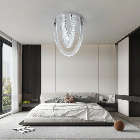 Marcelline – Luxus Kristall LED-Deckenleuchte Silber | Shiraki