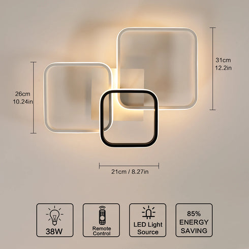 Torin 3-Kopf-LED-Deckenleuchte Dimmbares Rechteck | Shiraki