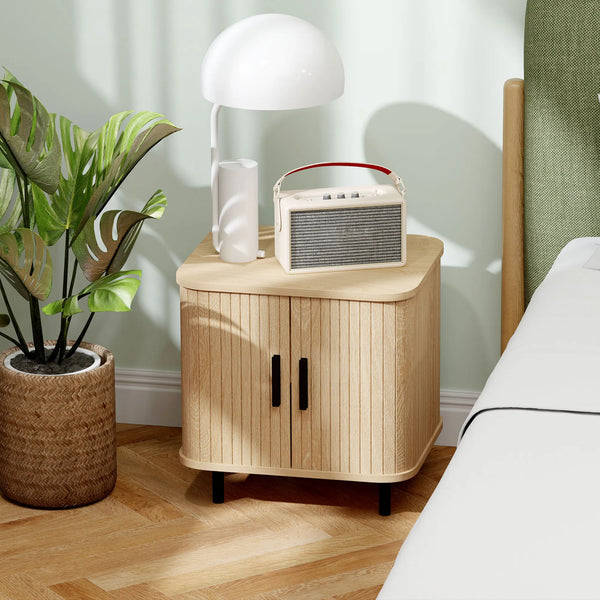 Hinata Nachttisch mit Schiebetüren im skandinavischen Stil | Shiraki