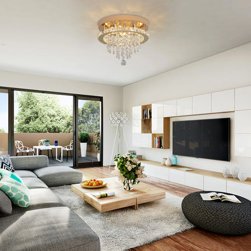 Estella – Luxus LED Kristall-Kronleuchter Gold | Shiraki