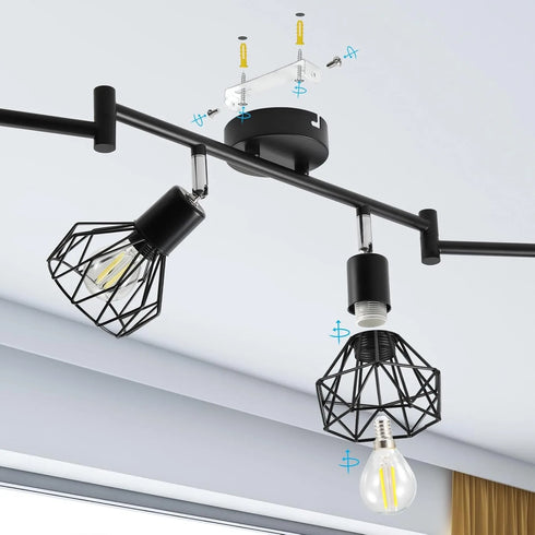 Noira – Schwenkbare LED-Deckenleuchte 6-flammig im modernen Stil | Shiraki