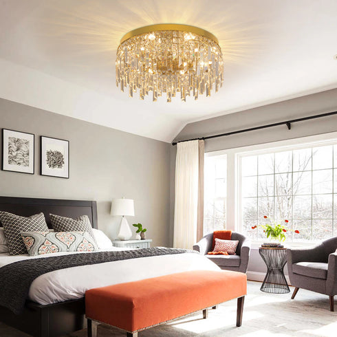 Anneliese LED Deckenleuchte Goldene Kristall | Shiraki